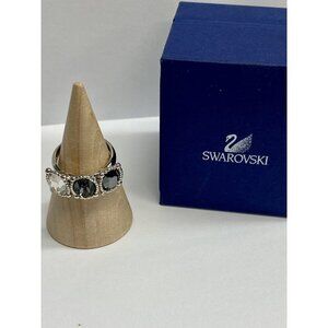 SWAROVSKI ring Rosette grey crystal Ring size 52 Size 6 Silver No Box Classic